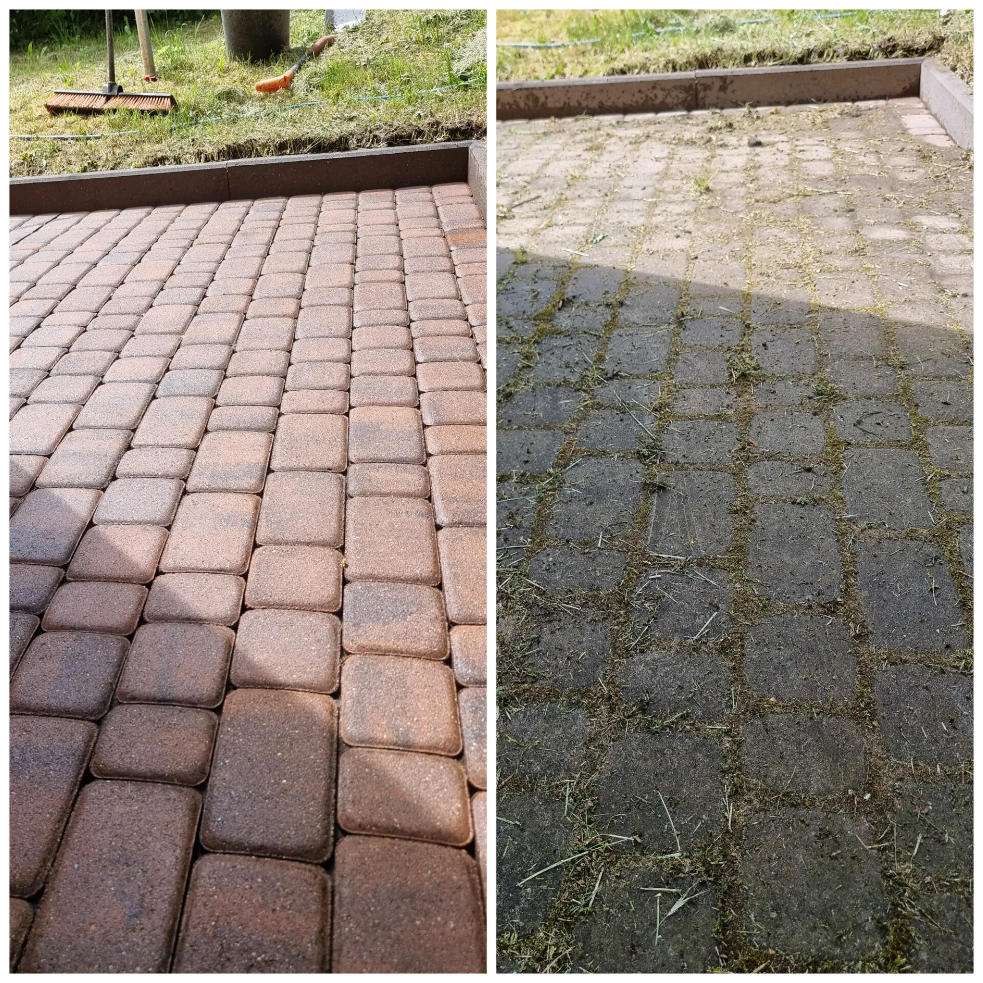 Efekt mycia wysokociśnieniowego chodnika