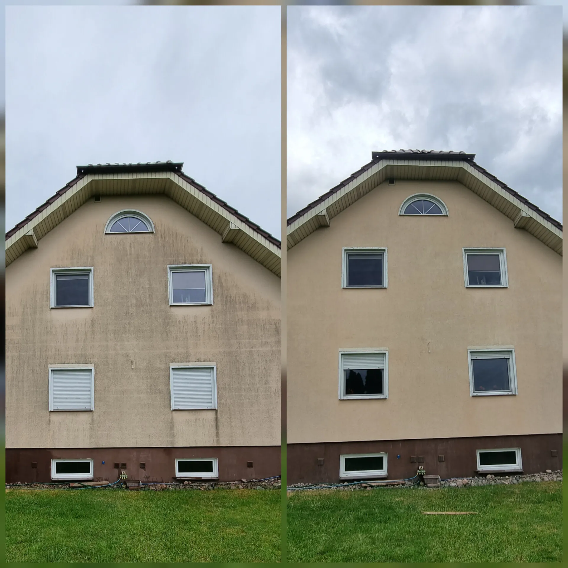 Efekt mycia wysokociśnieniowego elewacji