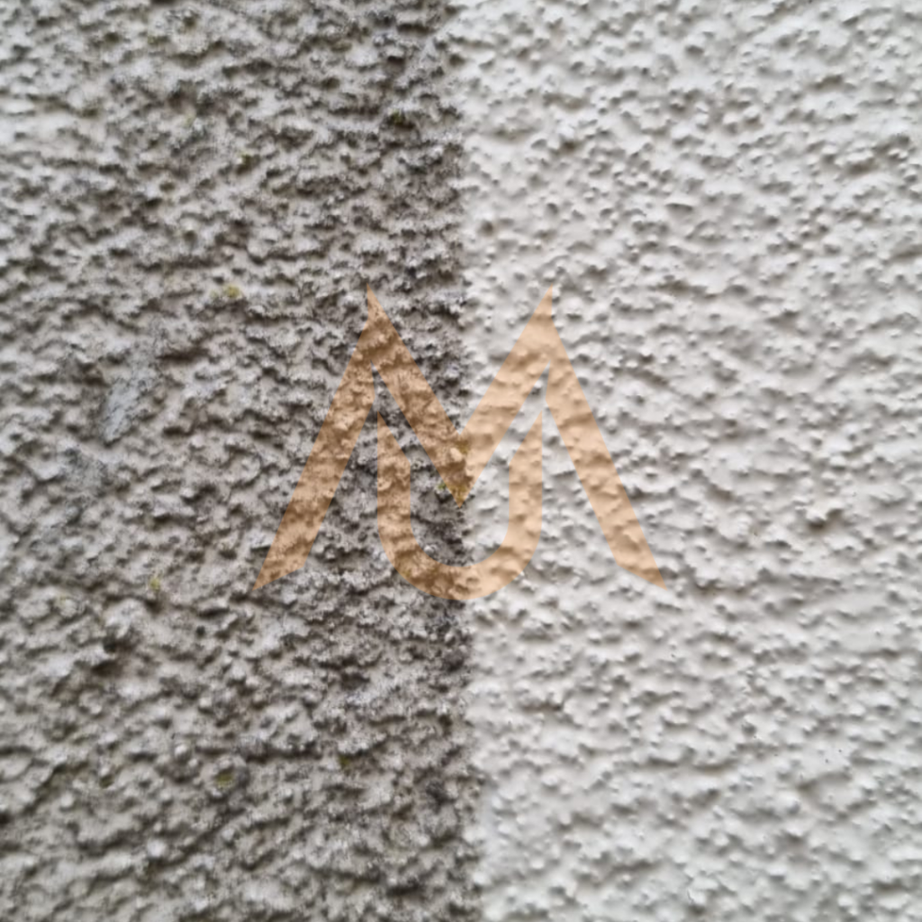 Różnica przed i po myciu elewacji.